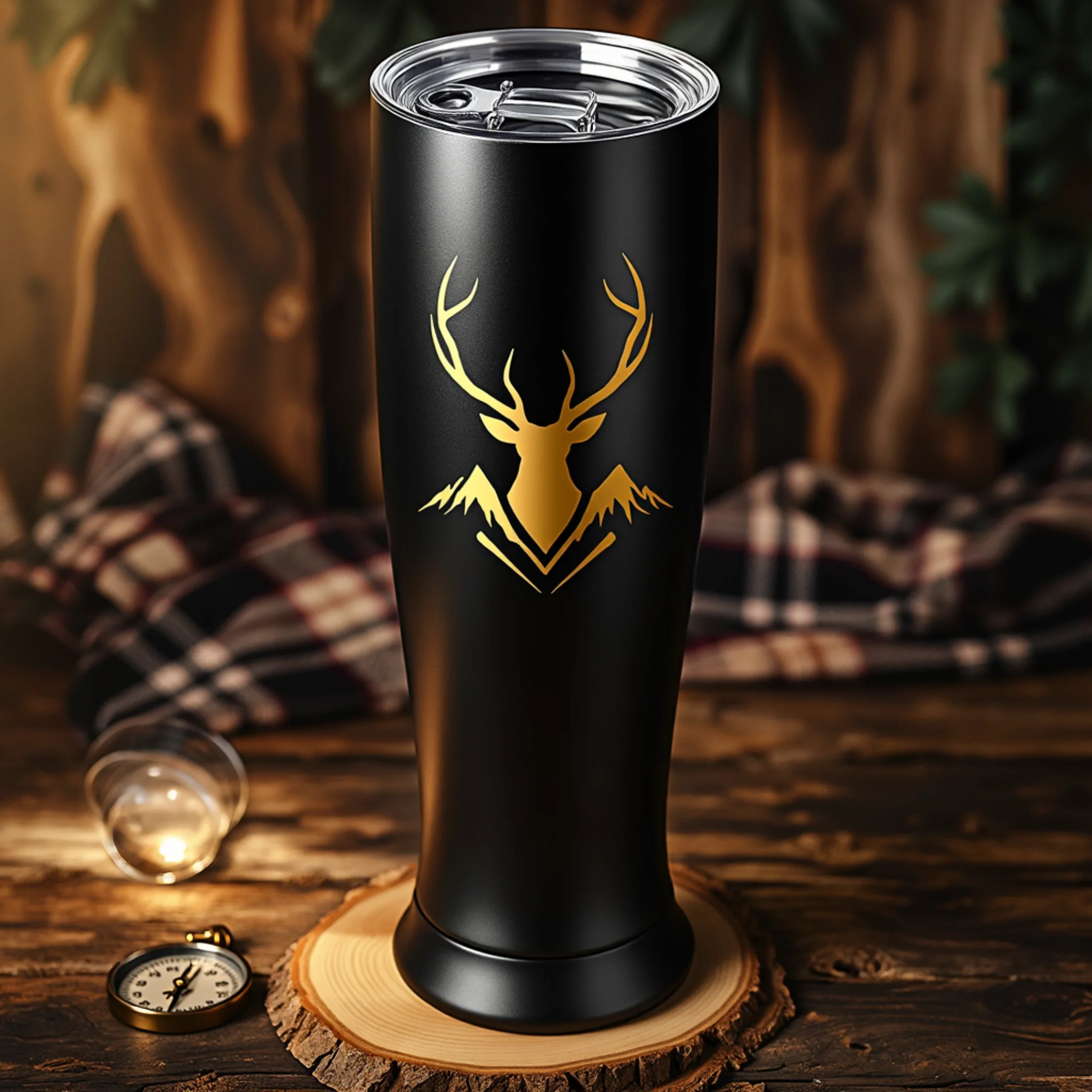 Pagina Web - Vaso Cervecero Acero Negro - vinyl_geo_stag_gold(3) Vaso Cervecero Premium (600 ML) - Vinil - Imagen 1